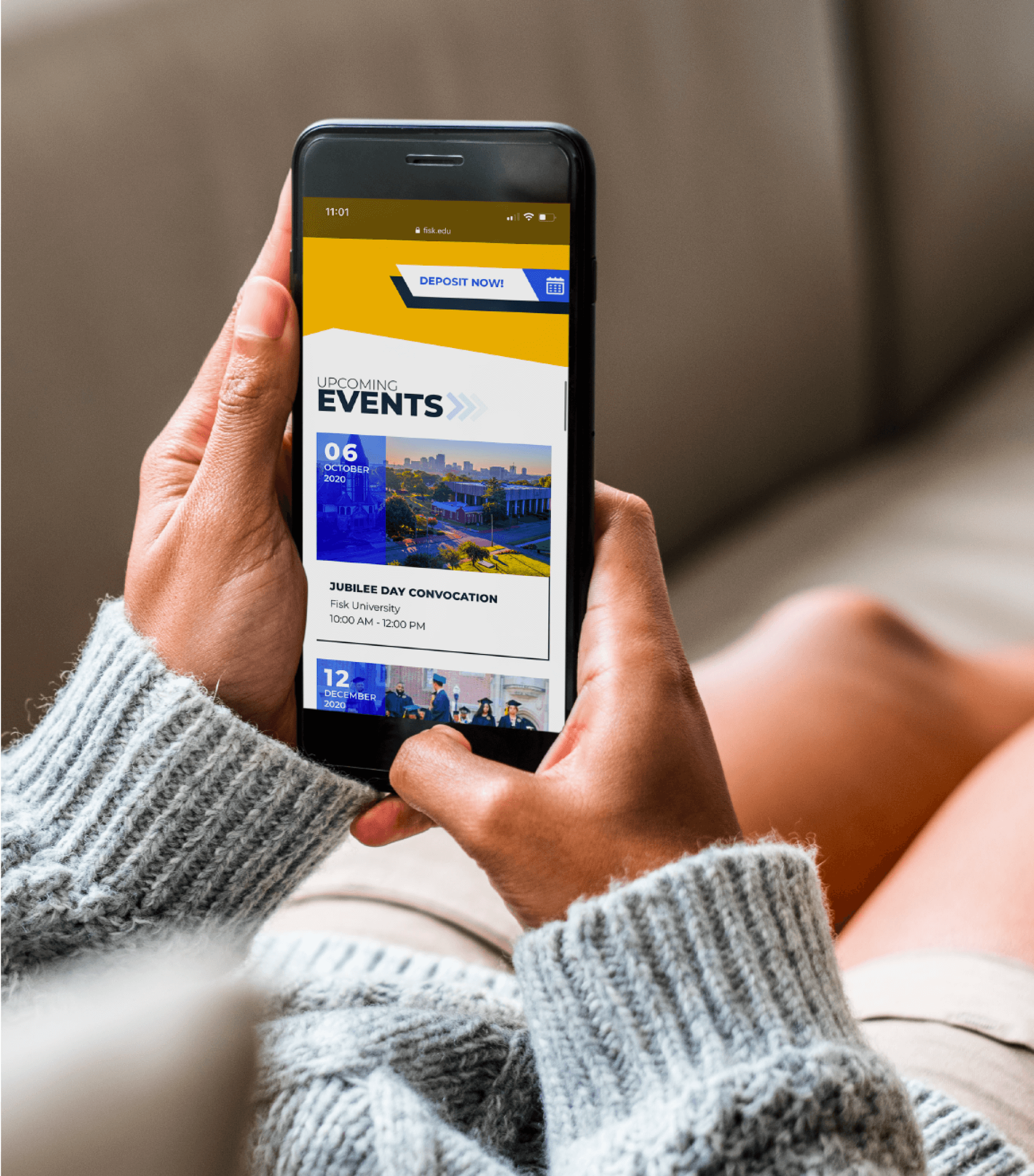 person on their phone looking at a web design from JLB brentwood tn