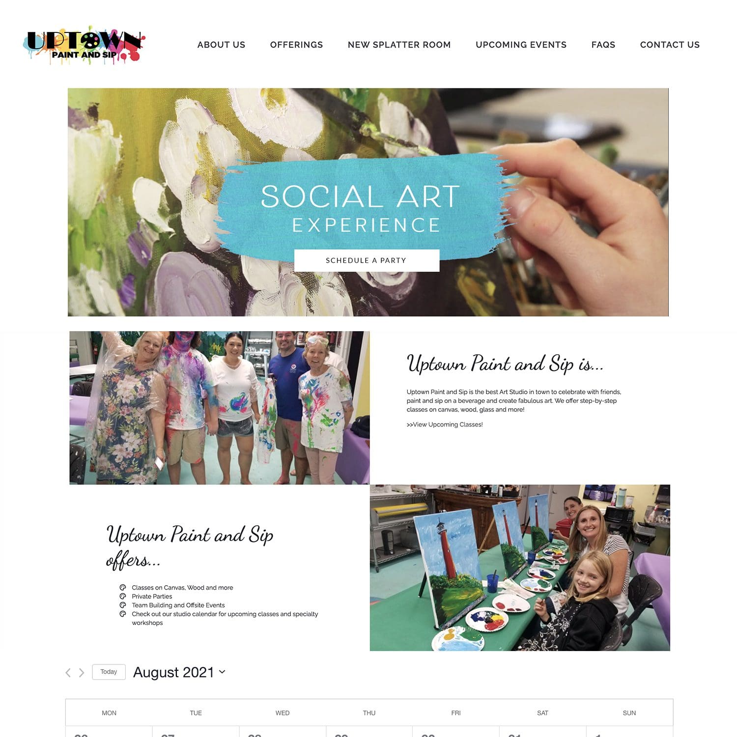 uptown paint and sip fun service website - JLB, Best Web Design and Web Development Company in Nashville, Brentwood, and Franklin