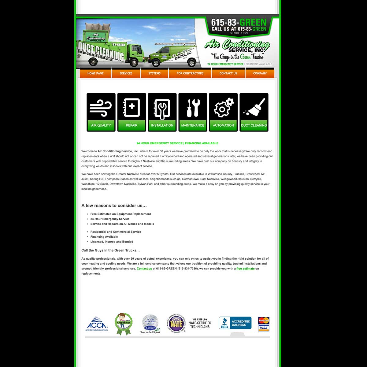 acs website before jlb web designers worked together to recreate it in franklin