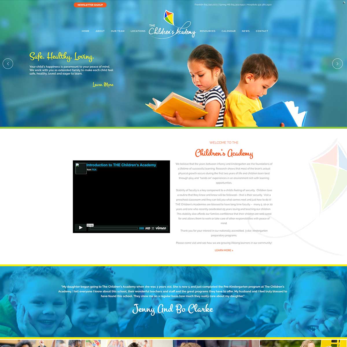 childrens academy website after brentwood web designers worked together to recreate it to include digital marketing and seo support