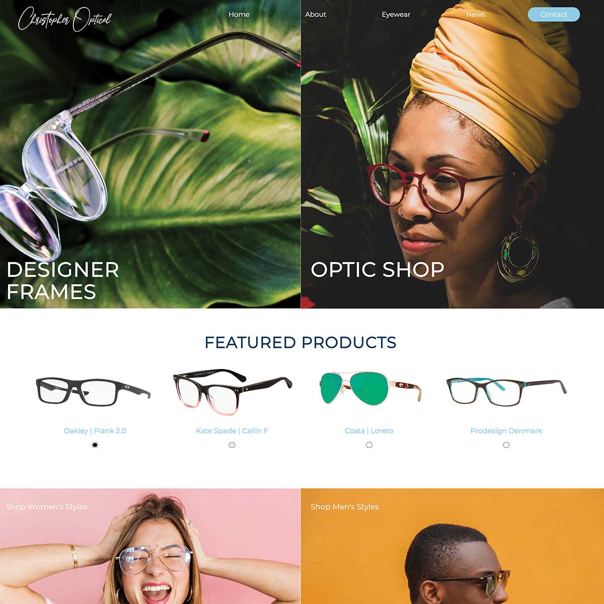 chris optical website after jlb web designers worked together to recreate it in franklin