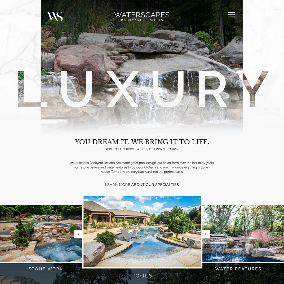 waterscapes website after jlb web designers worked together to recreate it in franklin